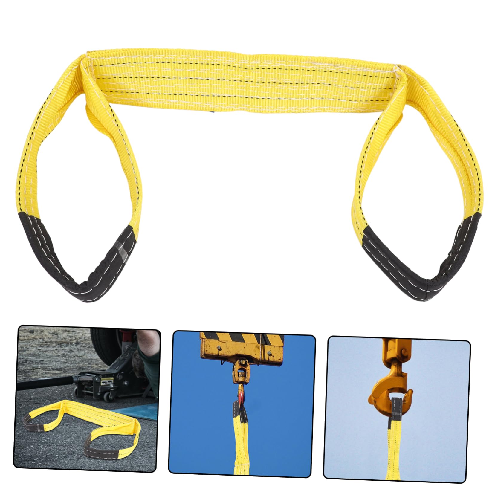LIFKOME Cinghia Occhi Resistente e di 3t in Sollevamento Poliestere 5:1 2 Pezzi Piatti Trasporto Colore Giallo Sicurezza per Verticale Mobili