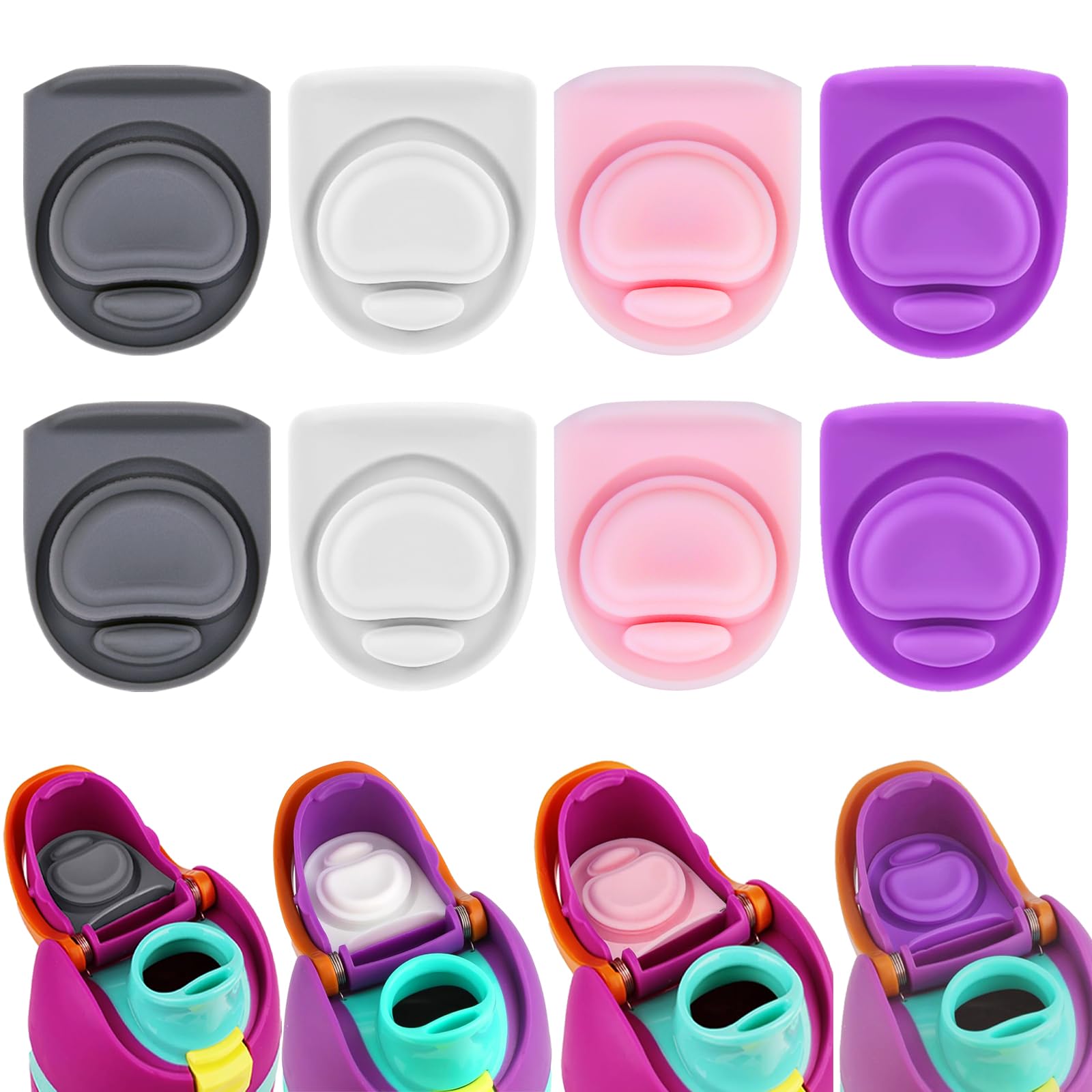 ZONBBEE 8pcs Replacement Silicone Stopper Seal Compatible with Owala FreeSip 24oz 32oz,Water Bottle Lid Insert Cap Rubber Seal Parts for Owala 16/19/24/32/40oz Spout Gasket Mouthpiece Accessories KU81