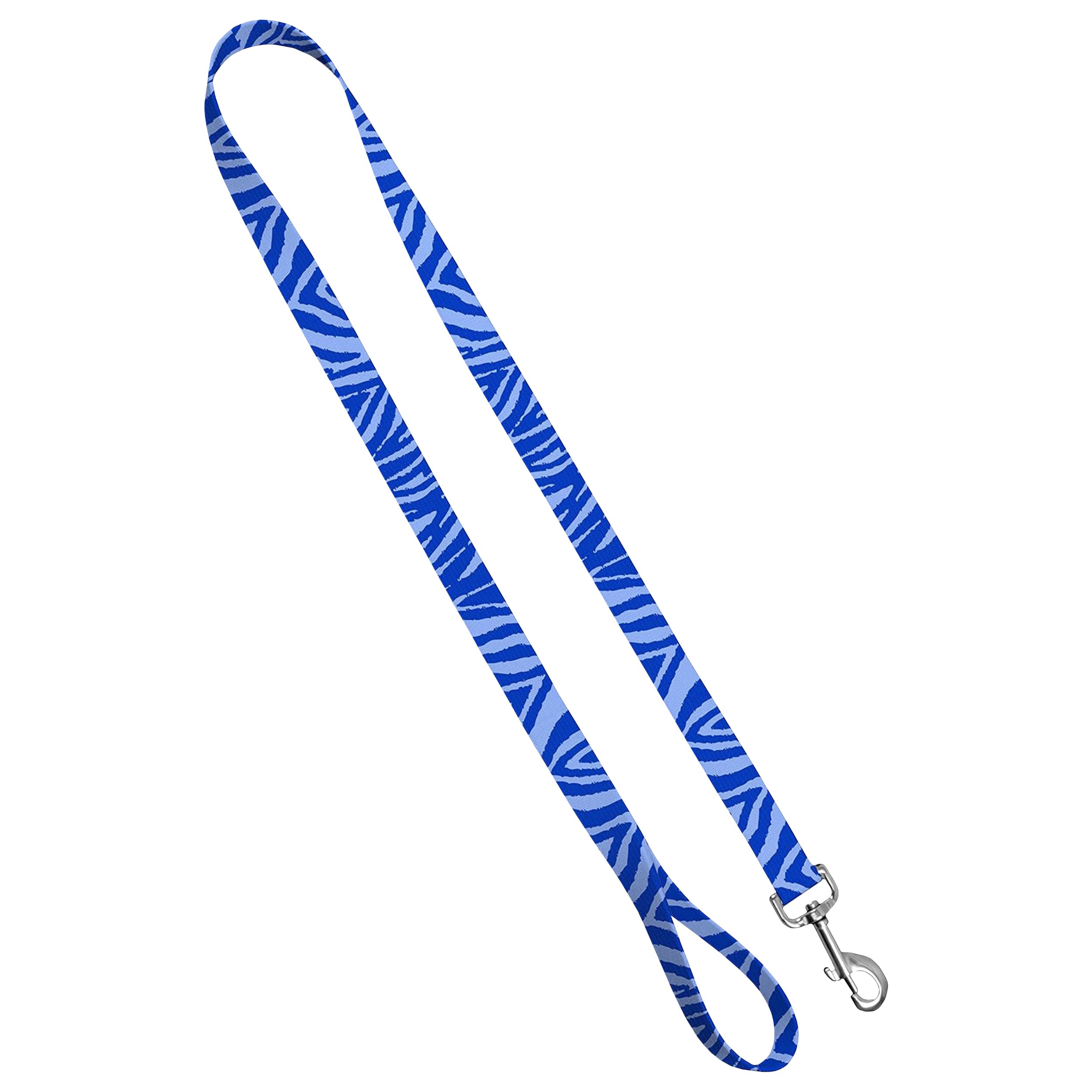Animal Print Dog Leash with Easy Grip Loop - 1 Inch x 6 Feet, Zebra Blue