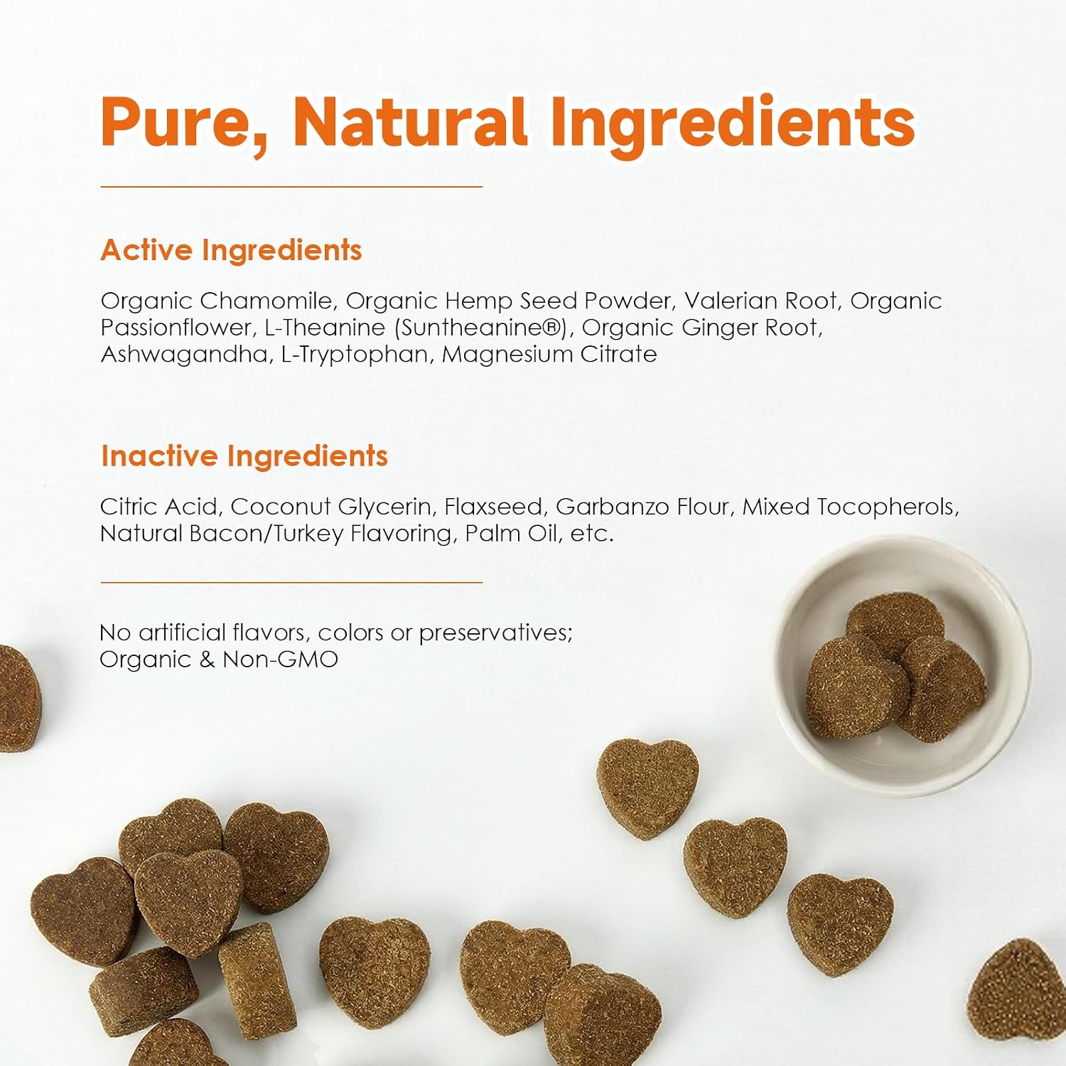 Dog Calming Chews, Bacon Flavor - Calming Treats for Dogs for Separation Anxiety | Anxiety Relief for All Breeds, Puppies & Adult Dogs, 120 Count