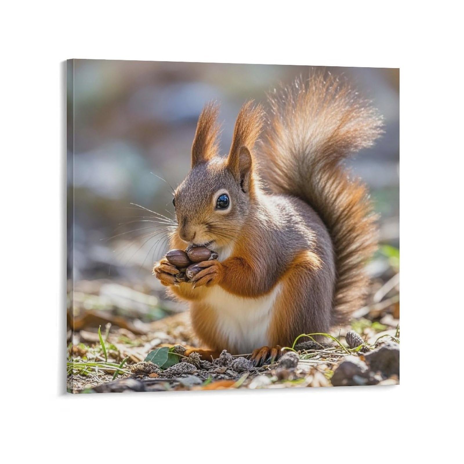 KLOPH Cute Squirrels Canvas Wall Art for Living Room 12x12inch Modern Artwork Painting for Bathroom Hanging Canvas Prints Aesthetic Wallart for Bedroom Kitchen Office Wall Decor