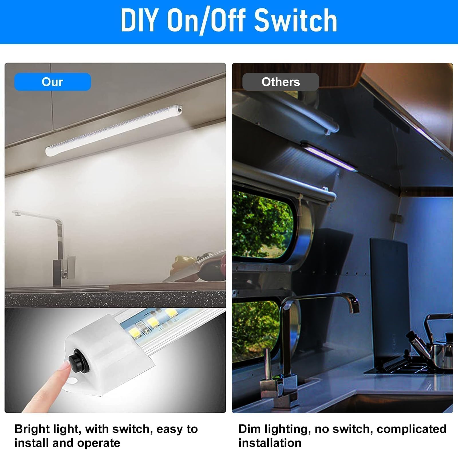 TrustWeel Barra LED 228 LED 12V 10W 1500LM 6000K | Kit Illuminazione Interna Per Camper, Auto, Barca Con Interruttore (2 Pezzi)
