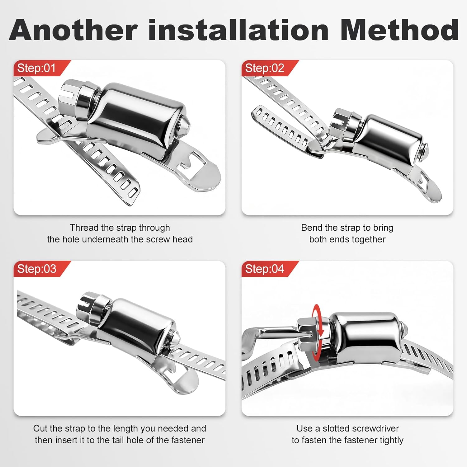 Hose Clamps Stainless Steel, Cut-To-Fit 32.81FT Metal Strap and 20 Fasteners, Worm Gear Drive Hose Clamp Metal Fuel Line Pipe Clamp for Plumbing, Automotive And Mechanical Application