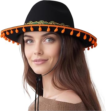 renvena Mariachi Hat Fancy Mexican Sombrero Charro Hats for Cinco de Mayo Halloween Mexican Themed Party