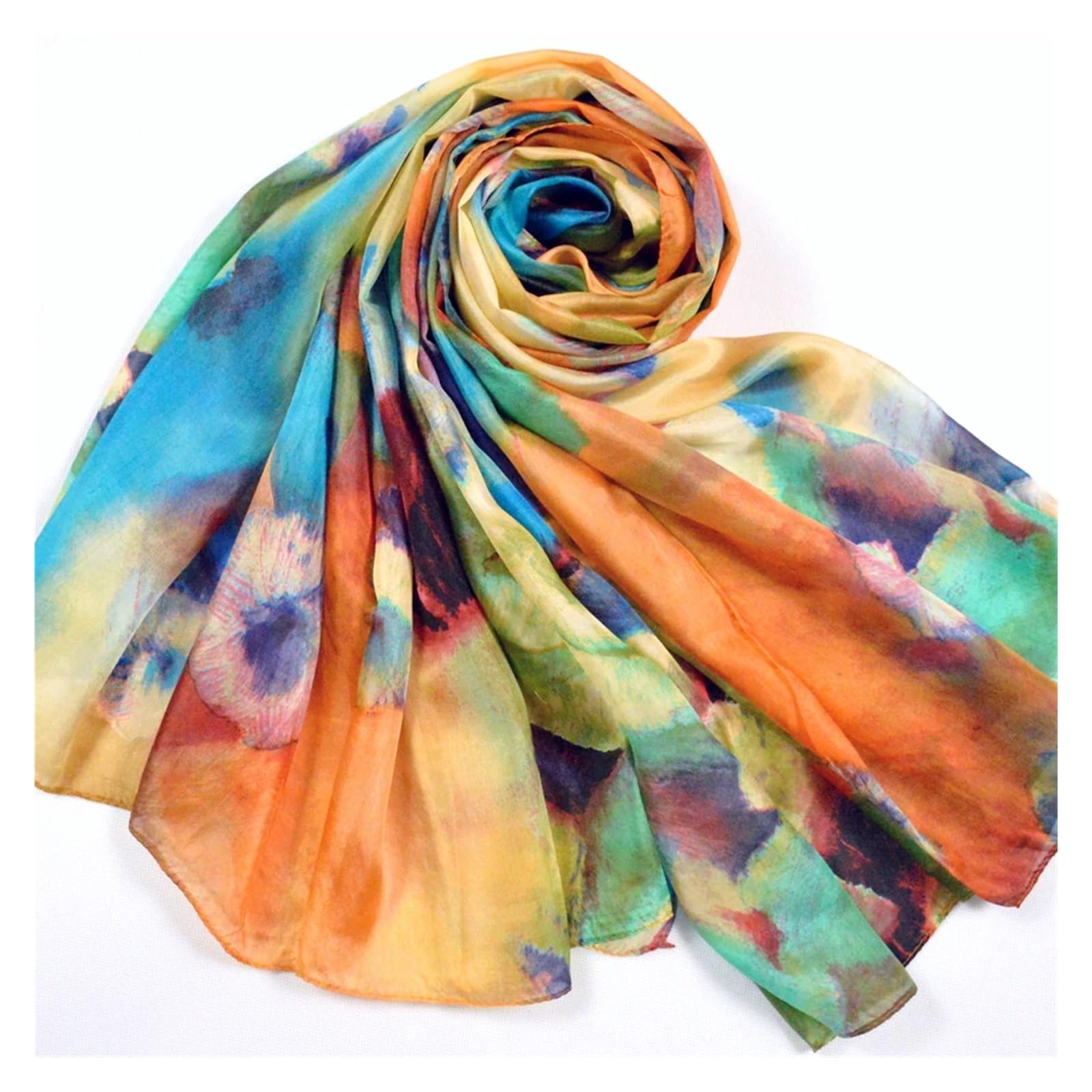 Sciarpa di Seta Sciarpa da donna invernale Sciarpe di seta di gelso Scialle Sciarpa lunga di seta femminile Blu e caffè 180 * 110 cm (Color : Beige white)