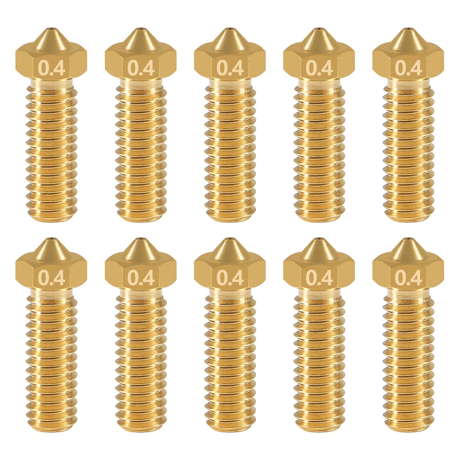Aokin 3D Printer Brass Nozzle for Volcano Nozzle, 10 Pcs 0.4mm Brass Nozzles for Anycubic Vyper, Kobra Max, Kobra Plus, 1.75mm Filament 3D Printer