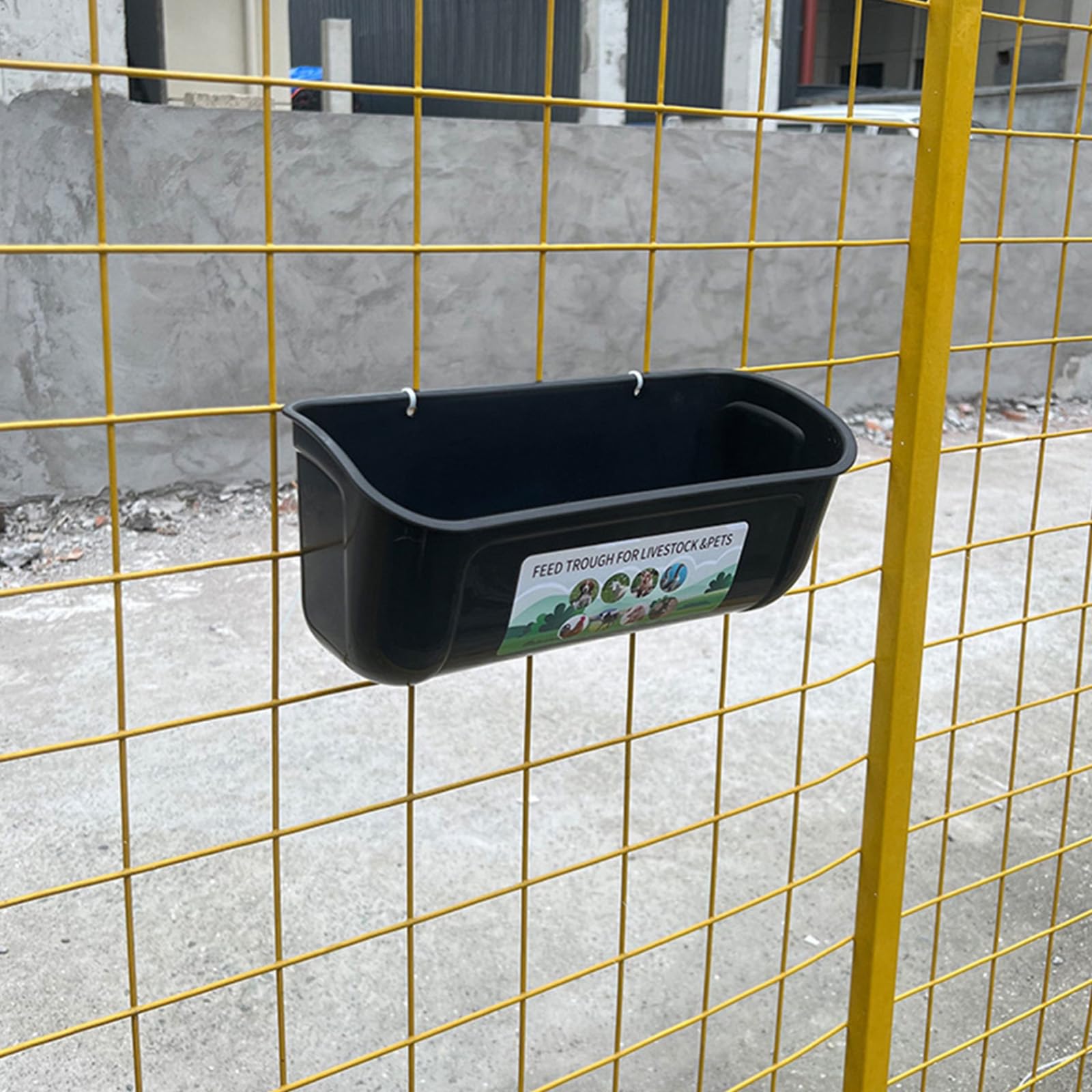 Comedero para aves de corral de ABS negro con clips, bridas para cables para jaula de pollo o comedero de pared para múltiples animales