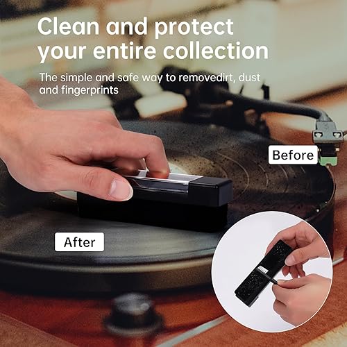 Miniatura 3 de KesaPlan LP - Cepillo de limpieza de discos de vinilo de fibra de carbono, antiestático, para discos de vinilo, CD, PS4, Xbox Disk (juego de