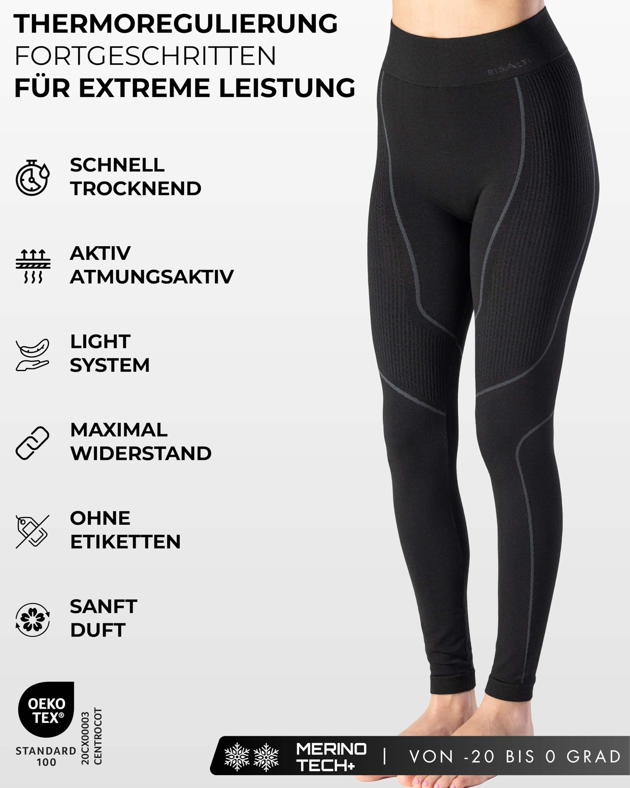 Risalti Thermo-Leggings für Damen, Merino Tech – Thermohose für Damen, Kompression aus Merinowolle, Thermobekleidung für Damen, Winter, nahtlos, hergestellt in Italien