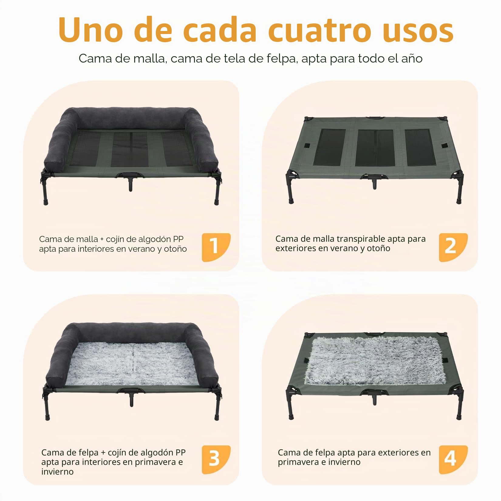 BingoPaw Cama Elevada Perro Grande XXL, Camas para Perros Grandes Elevadas Transpirable 110x80x18 cm Caseta Hamaca Perro Exterior con Borde de Cojín elevada y Manta de Felpa,Ideal para Todo el Año | Cama elevada para perros con borde, 110 x 80 x 18 cm