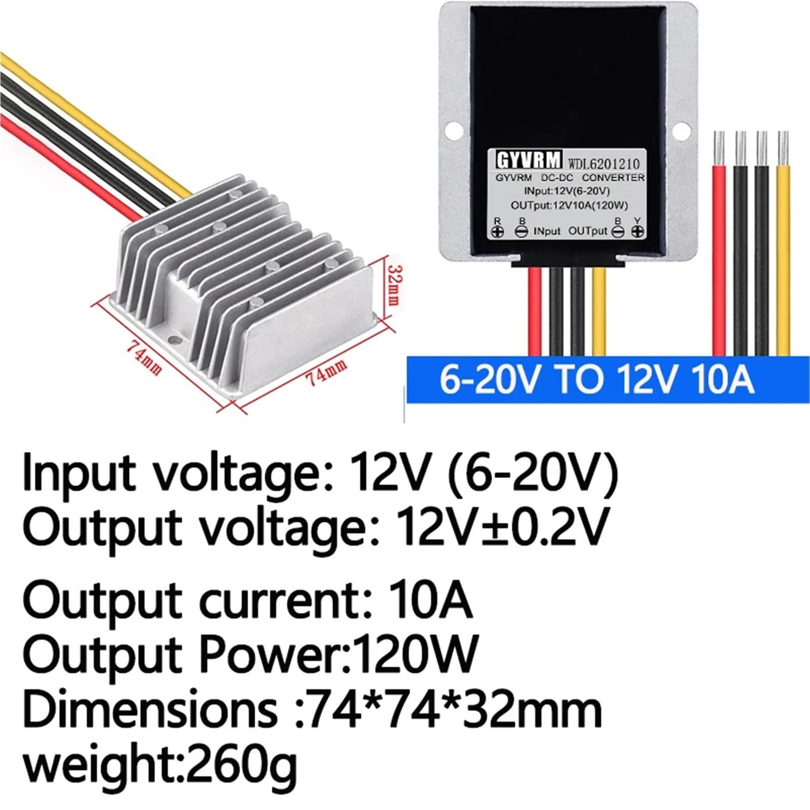 Stabilizzatore DC 12 Volt 6-20V a 20A Boost Converter 300W