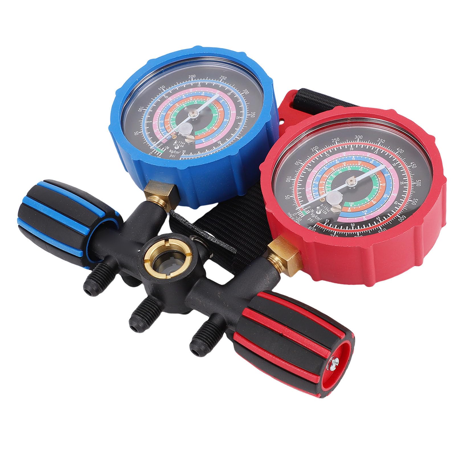 FTVOGUE HVAC Kältemittel Manometer Set, Aluminiumlegierung Messing Konstruktion, für R134 R22 R410A R404 Kühlmittel Befüllung und AC Diagnose