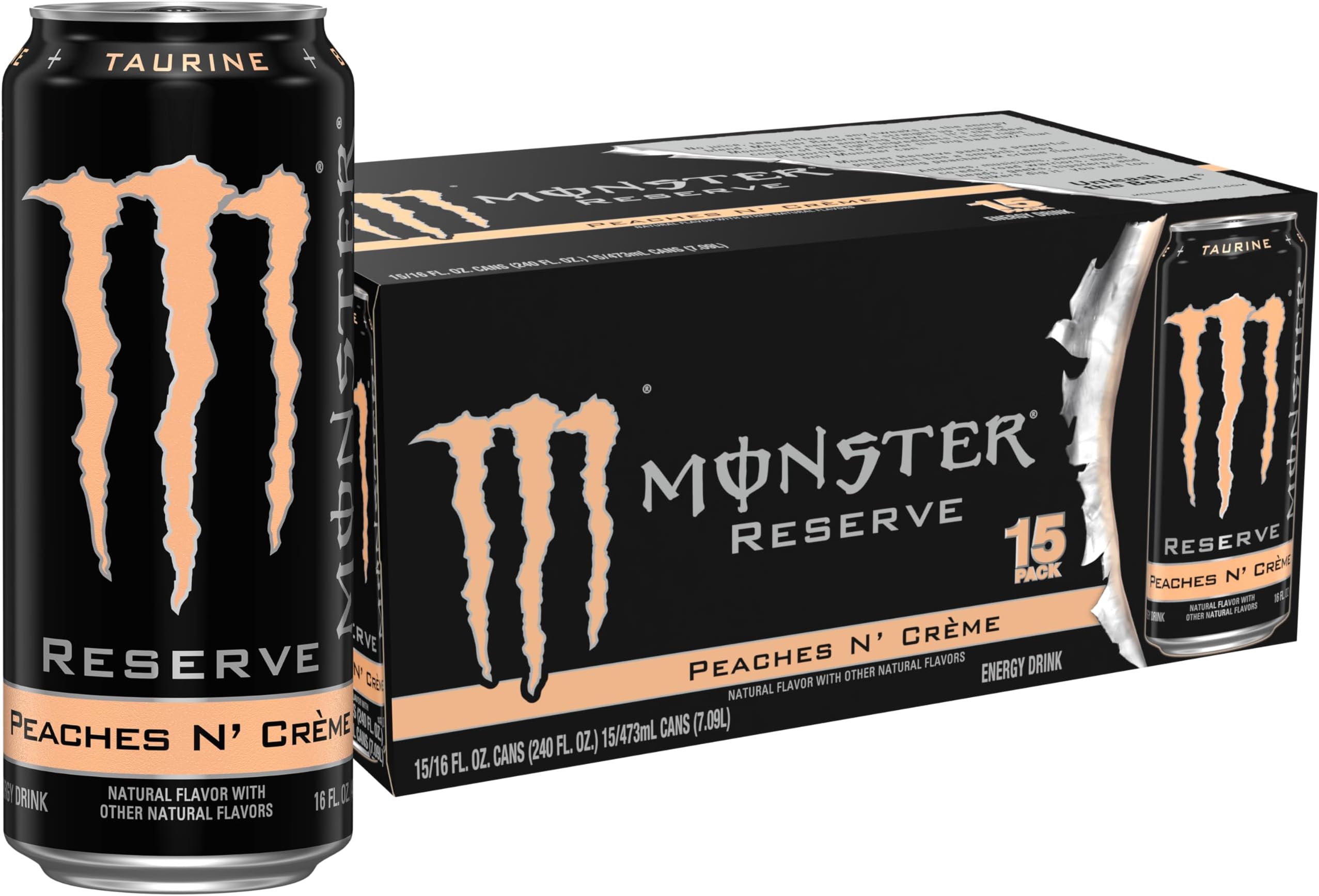 Monster Energy Reserve Peaches N Creme, Energy Drink, 16 Ounce | Pack of 15