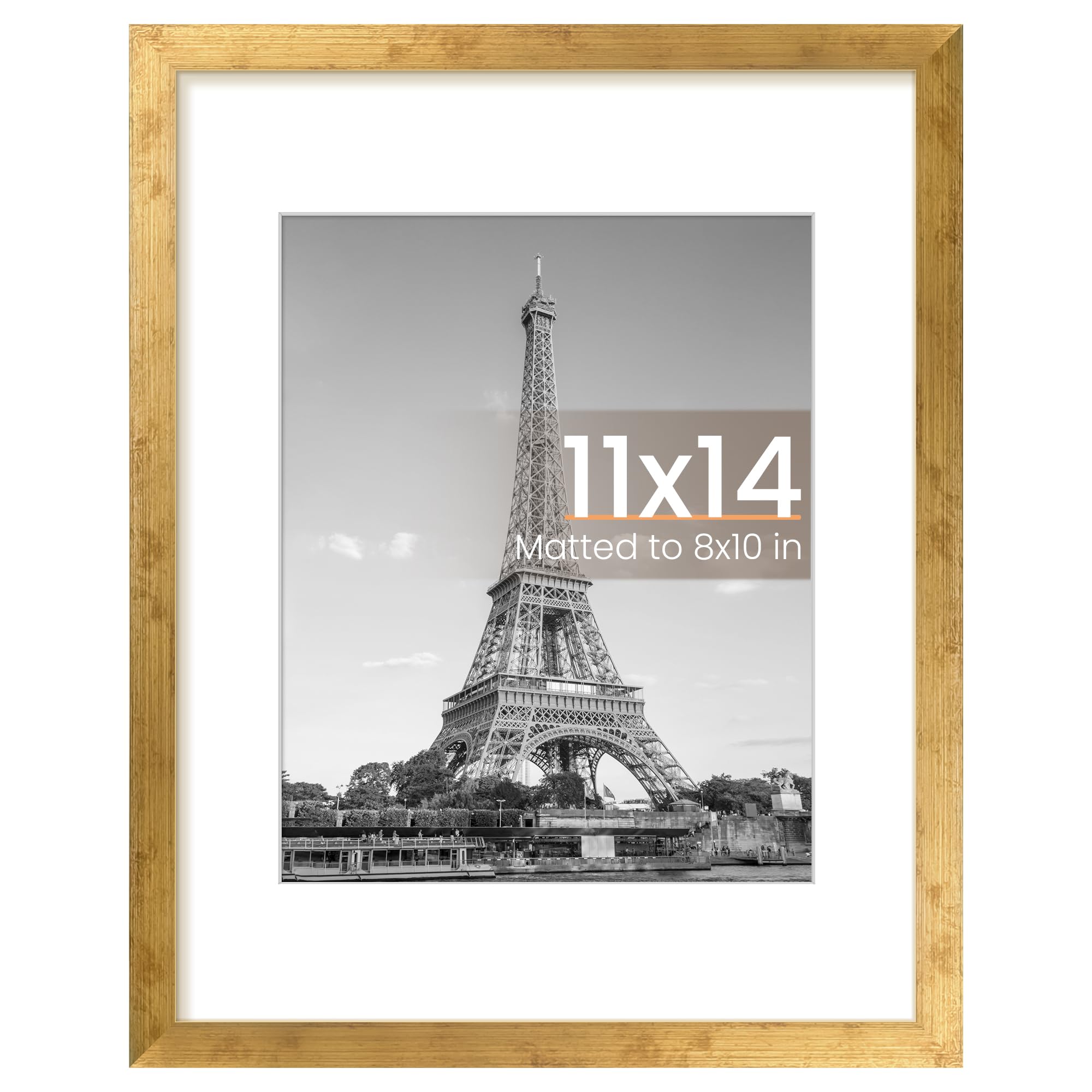 Photo 1 of upsimples 11x14 Picture Frame, Display Pictures 8x10 with Mat or 11x14 Without Mat, Wall Hanging Photo Frame, Bronze, 1 Pack