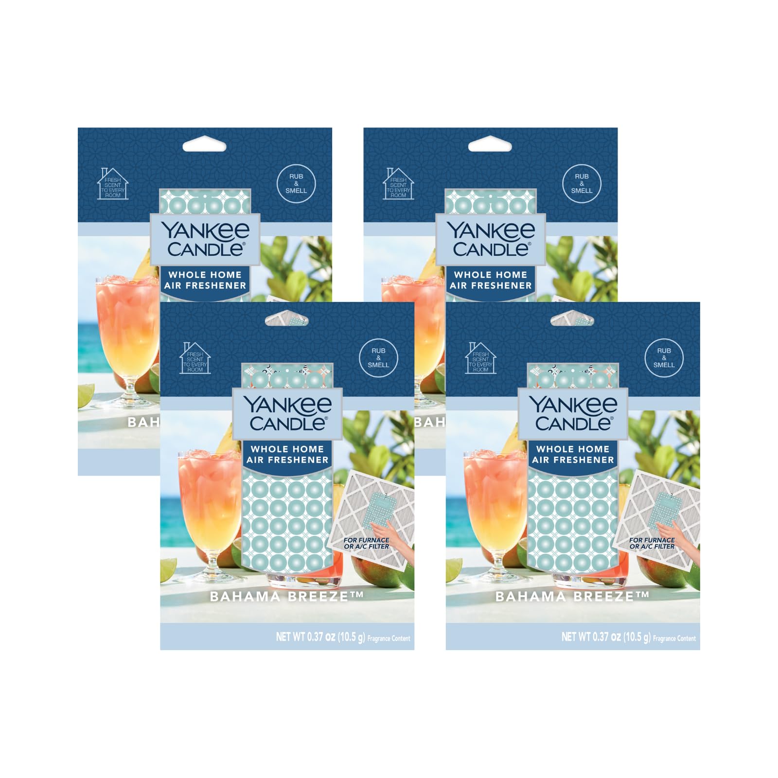 Yankee Candle Whole Home Air Freshener, Long Lasting Odor Eliminating Fragrance for Home, Continuous Room Freshener, Bahama Breeze (Pack of 4)