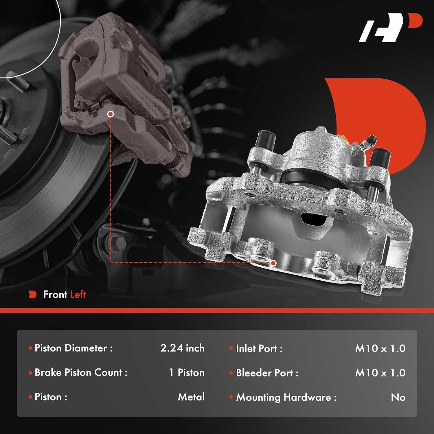 A-Premium Brake Caliper Assembly with Bracket Compatible with Ford and Lincoln Models - Escape 2013-2019, Focus 2013-2014, Transit Connect 2014-2023, MKC 2017-2019 - Front Driver Side