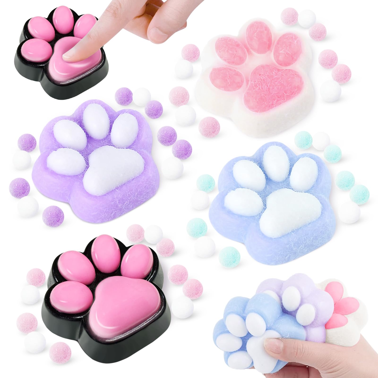 4PCS Taba Cat Squishy Paw, Fufu Squishy, Taba Squishy, Cute and Soft Squishy Cat Paw, Squishy Toys Fidget, Ideal for Kids, Adults, Office Workers, Students