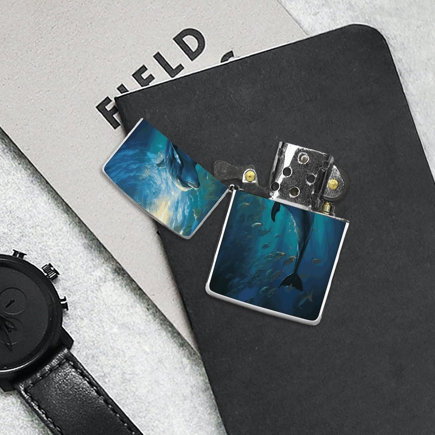 Dolphin in The Deep Ocean Lighter Case Cover Holder Lighter Sleeve