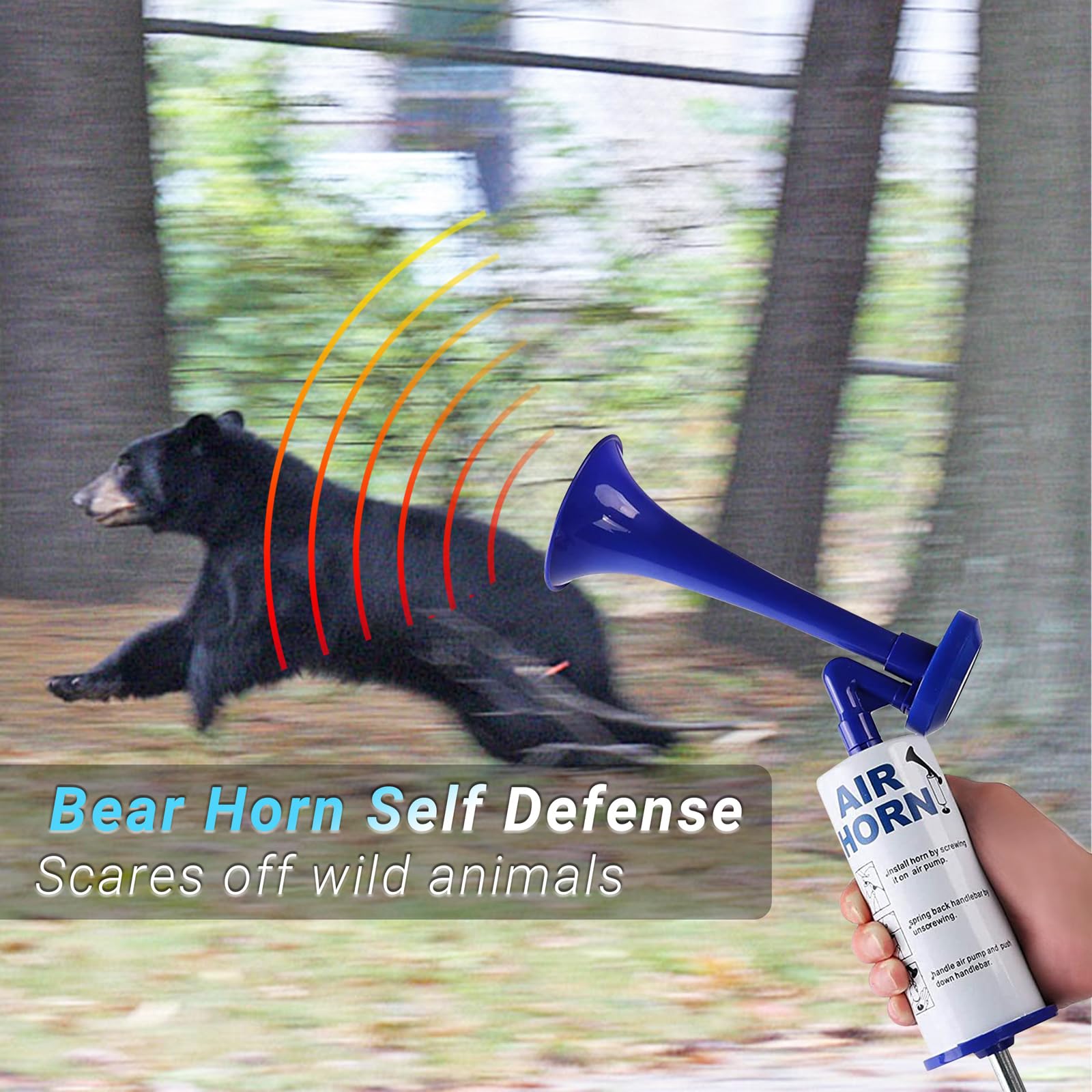 Tromba d'aria Portatile: Qidoe Tromba da Stadio Riutilizzabile, Trombe con Pompa per Partite di Calcio, Self-Defense Horn Tromba dell'orso, per Nautica, Eventi Sportivi, Compleanni, Celebrazioni