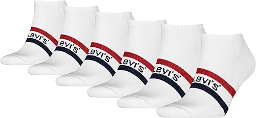 Levi's Men's 6-Pack Low Cut Socks, White/Red/Blue, 6-12