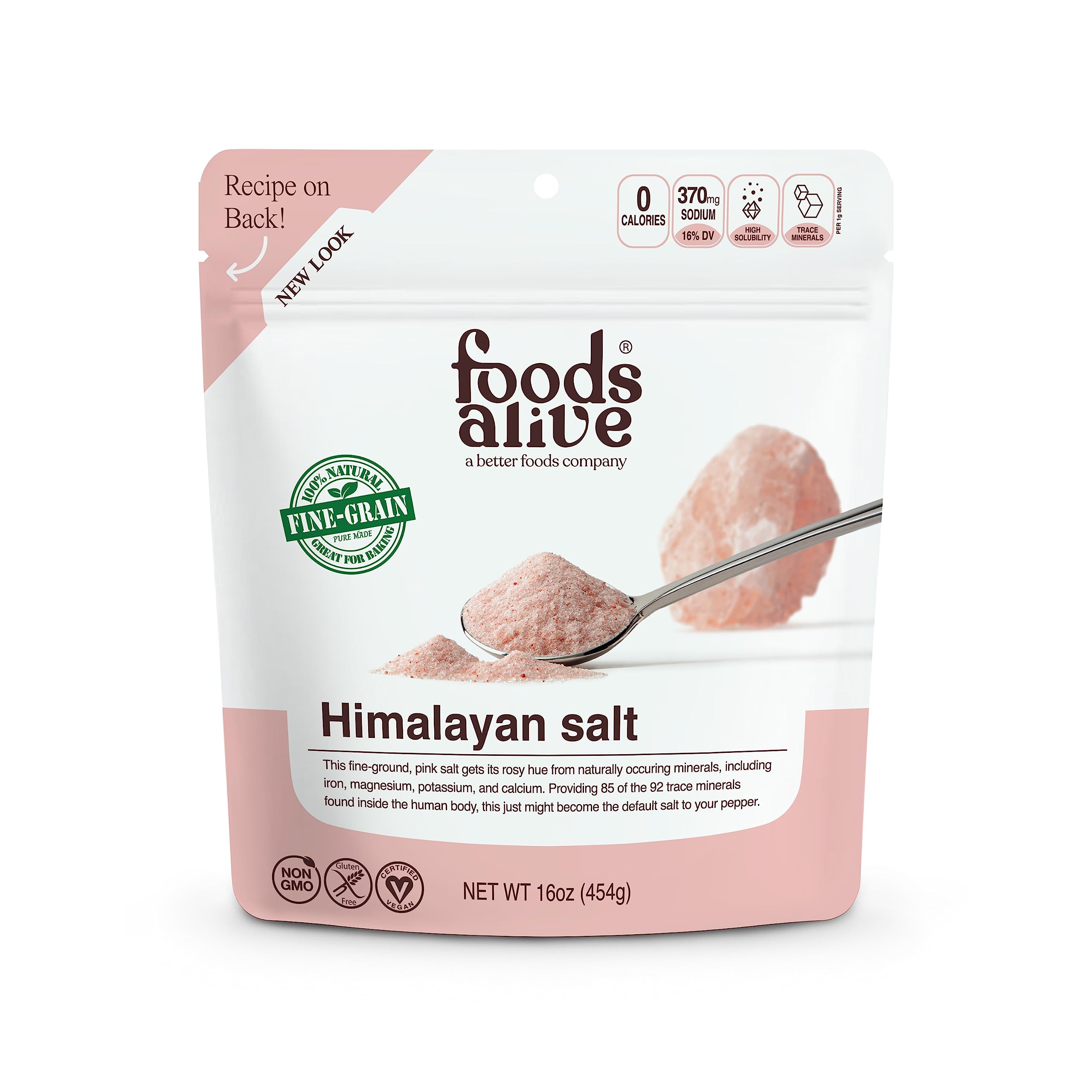 Foods Alive Himalayan Salt, Fine Ground, 16 oz (454 g)