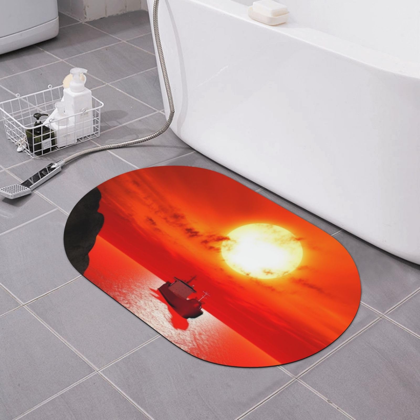 Paillasson imprimé antidérapant et super absorbant pour salle de bain moderne 40 x 60 cm