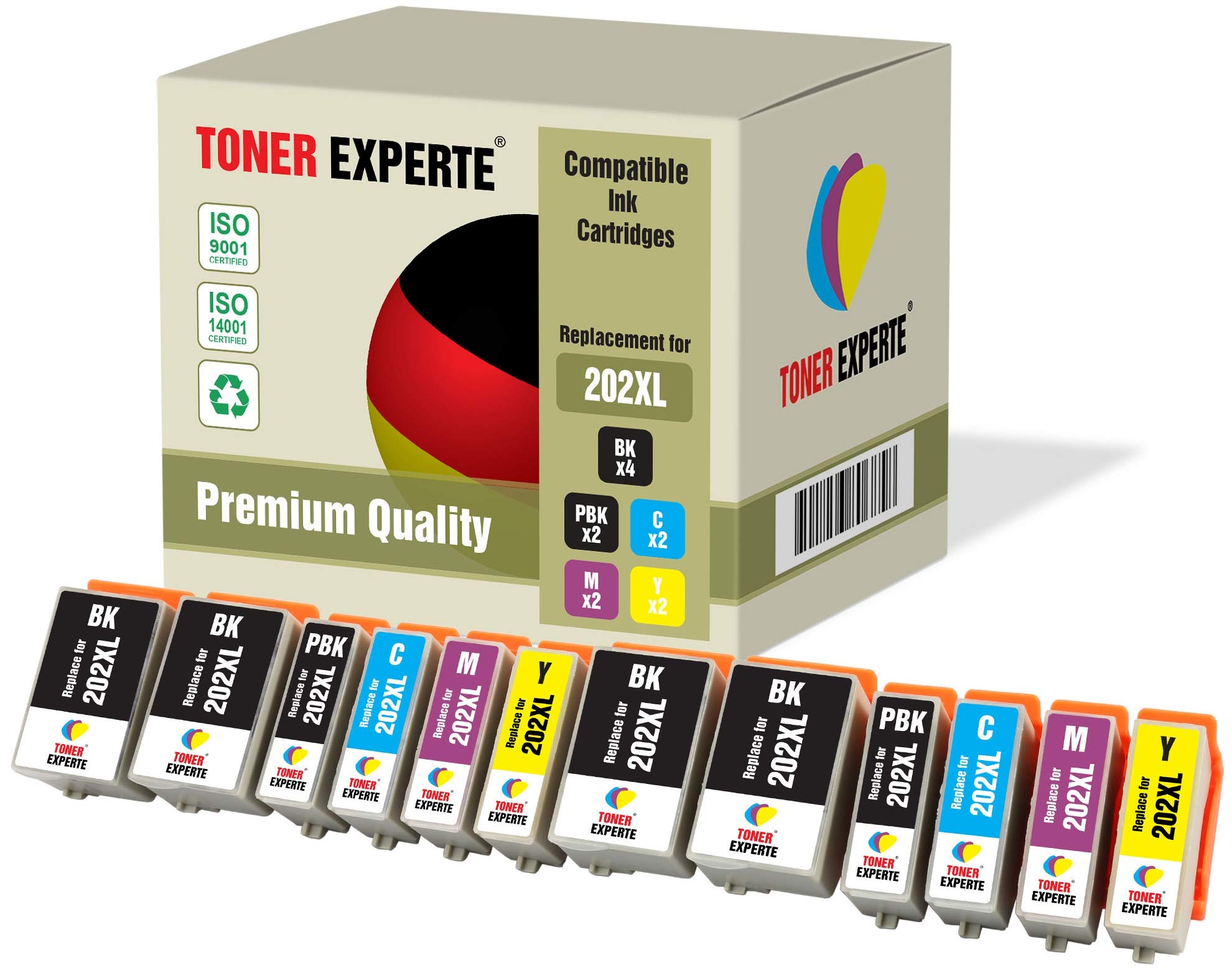 TONER EXPERTE® 12 XL Cartuchos de Tinta compatibles con 202XL 202 XL para Impresoras Expression Premium XP-6000 XP-6100 XP-6005 XP-6105 | Alta Capacidad