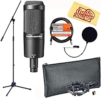 Vista 19 de Audio-Technica AT4040 juego de micrófono condensador cardioide con trípode de brazo articulado, filtro Pop, cable XLR y paño de pulido Austin Bazaar