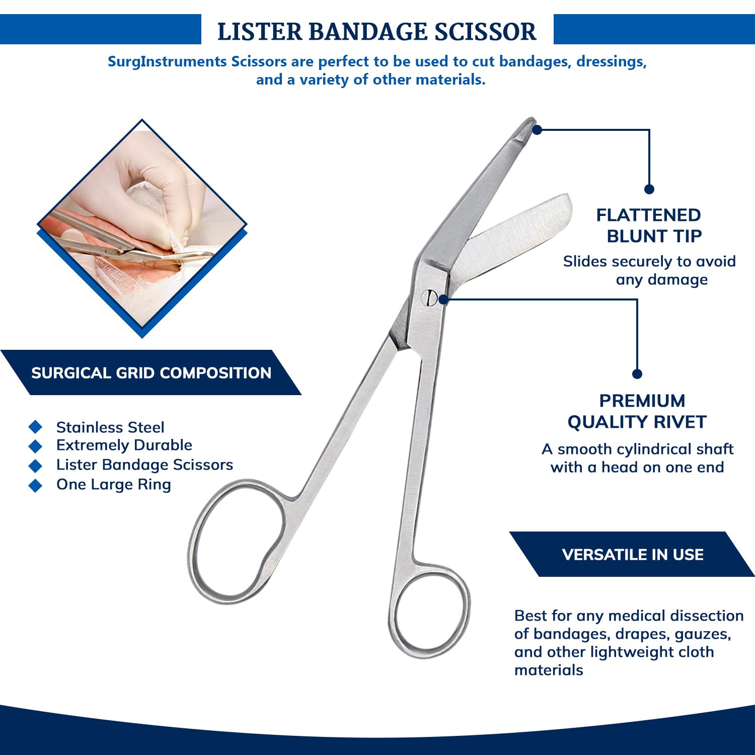 Surgical Scissors - Lister Bandage Shears -3 Surgical Scissors - Lister Bandage Shears -3