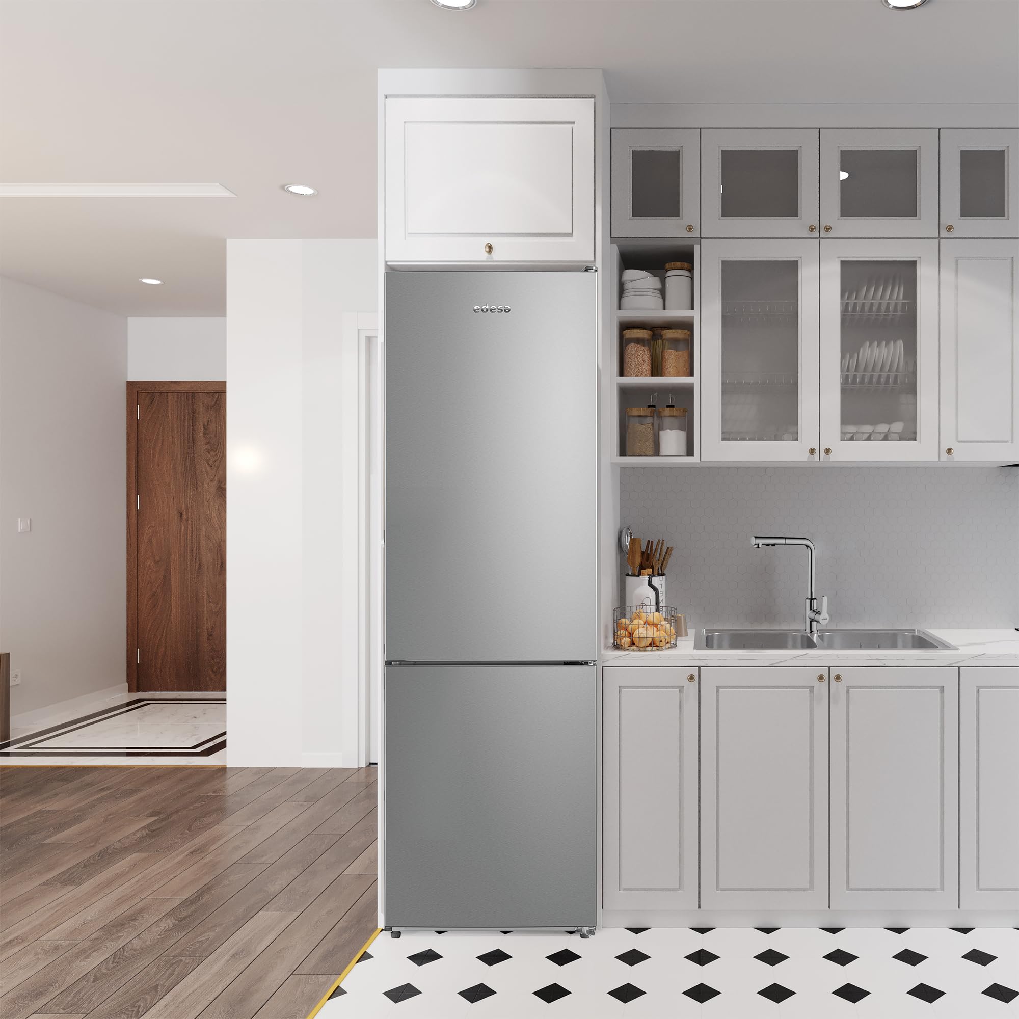 EDESA Frigorífico EFC-1821 NF EX/Combi TOTAL No Frost de 1.88 m con Regulación Electrónica de Temperatura LED Interior Tirador Integrado en la Puerta Capacidad de 310 L Ancho 59.5 cm Color Inox