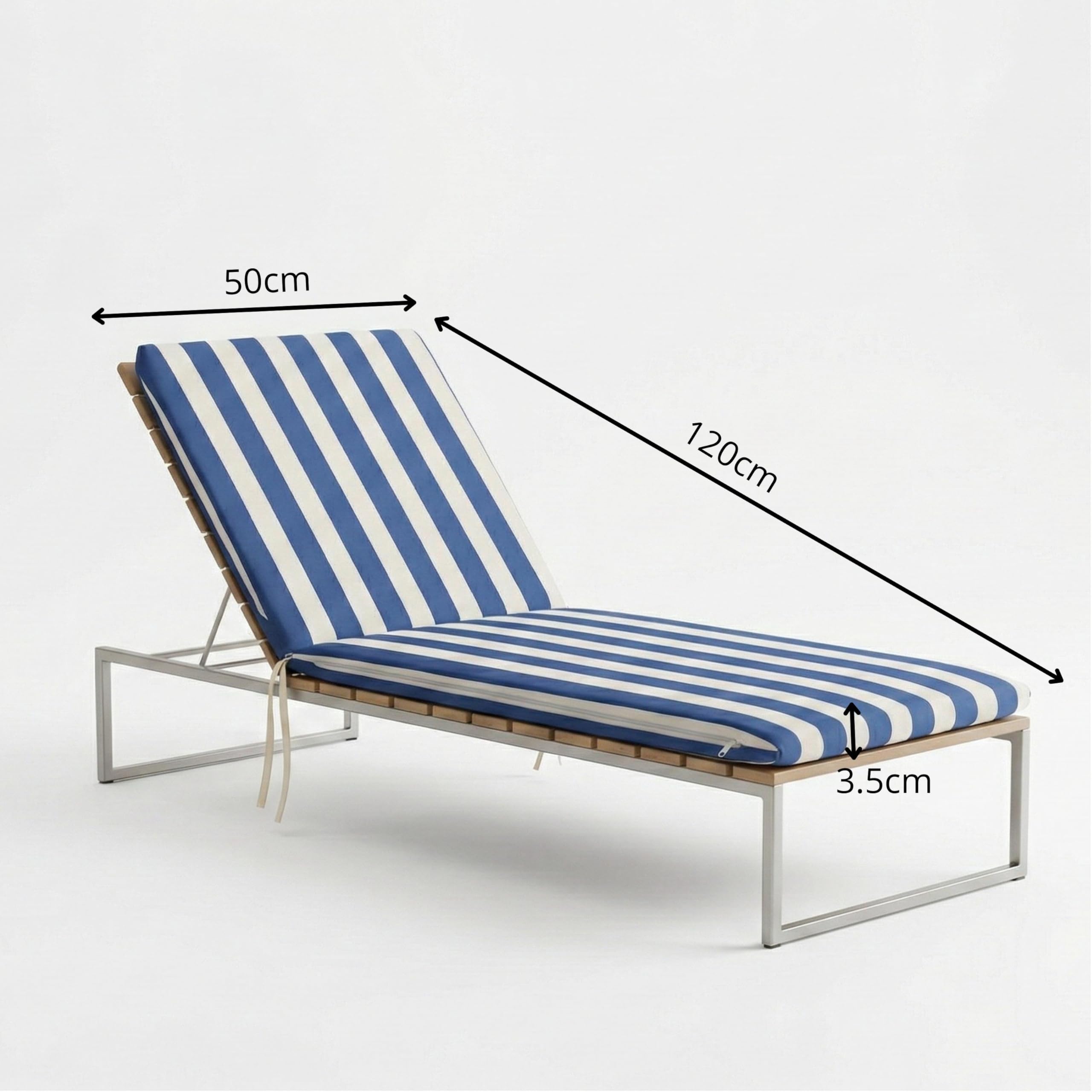 PIND Cojín para Tumbona Exterior de Rayas 120x50x3,5cm – Cojín para Hamaca y Tumbonas de Resina o Madera, Funda Lavable y Antideslizante, Ideal para Jardín, Balcón y Playa, Máximo Confort Relax