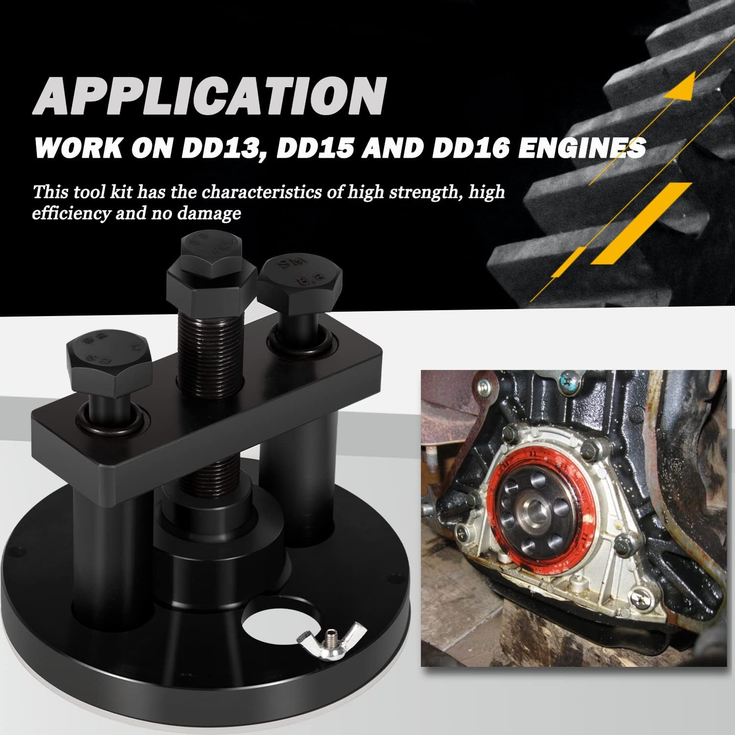 Camoo Detroit Diesel DD13 DD15 Crankshaft Front Oil Seal Installer & Remover with Seal Install Ring Tool Adapter W541589003400