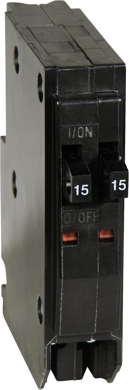 Square D by Schneider Electric QOT1520CP Tandem Mini Circuit Breaker, QO, 1 x 1 Pole at 15A or 20A, 120/240VAC, 10kA, Plug in Mount, Black