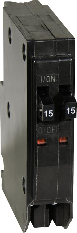 Square D by Schneider Electric QOT1515CP Tandem Mini Circuit Breaker, QO, 2 x 1 Pole at 15A, 120/240VAC, 10kA, Plug in Mount, Black