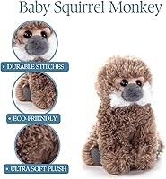 Vista 9 de El juguete de peluche de mono ardilla de The Petting Zoo, regalos para niños, Wild Onez Babiez Animales Salvajes, juguete de peluche de mono de 6