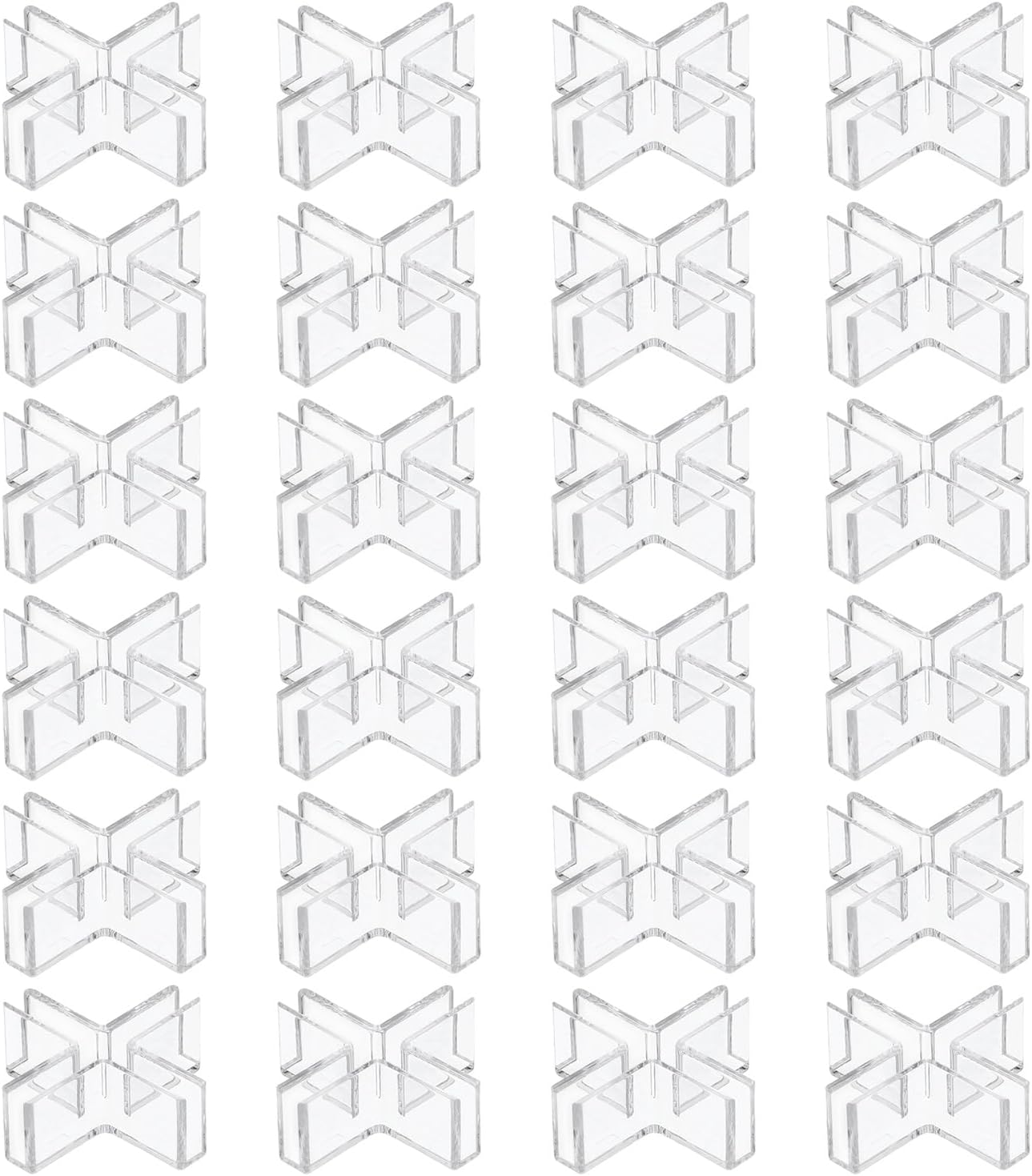 uxcell 24Pcs Plastic Glass Connector, Suitable for 4mm Thick Cross Shaped Glass to Glass Clamp, Fixing Bracket Rimless Clip Holder for Aquarium Fish Tank Display Shelves, Transparent