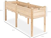 Vista 30 de Best Choice Products - Plantador de jardín elevado de 72x24x30 pulgadas, soporte de macetero de madera para jardín trasero, patio, balcón con panel