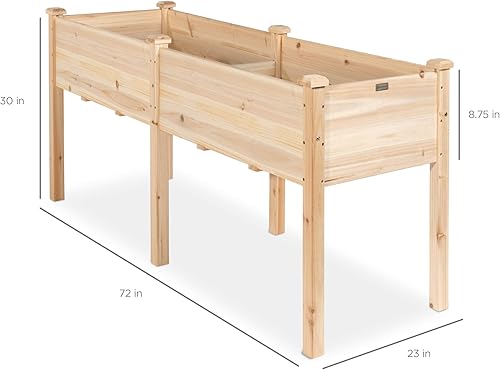 Miniatura 30 de Best Choice Products - Plantador de jardín elevado de 72x24x30 pulgadas, soporte de macetero de madera para jardín trasero, patio, balcón con panel