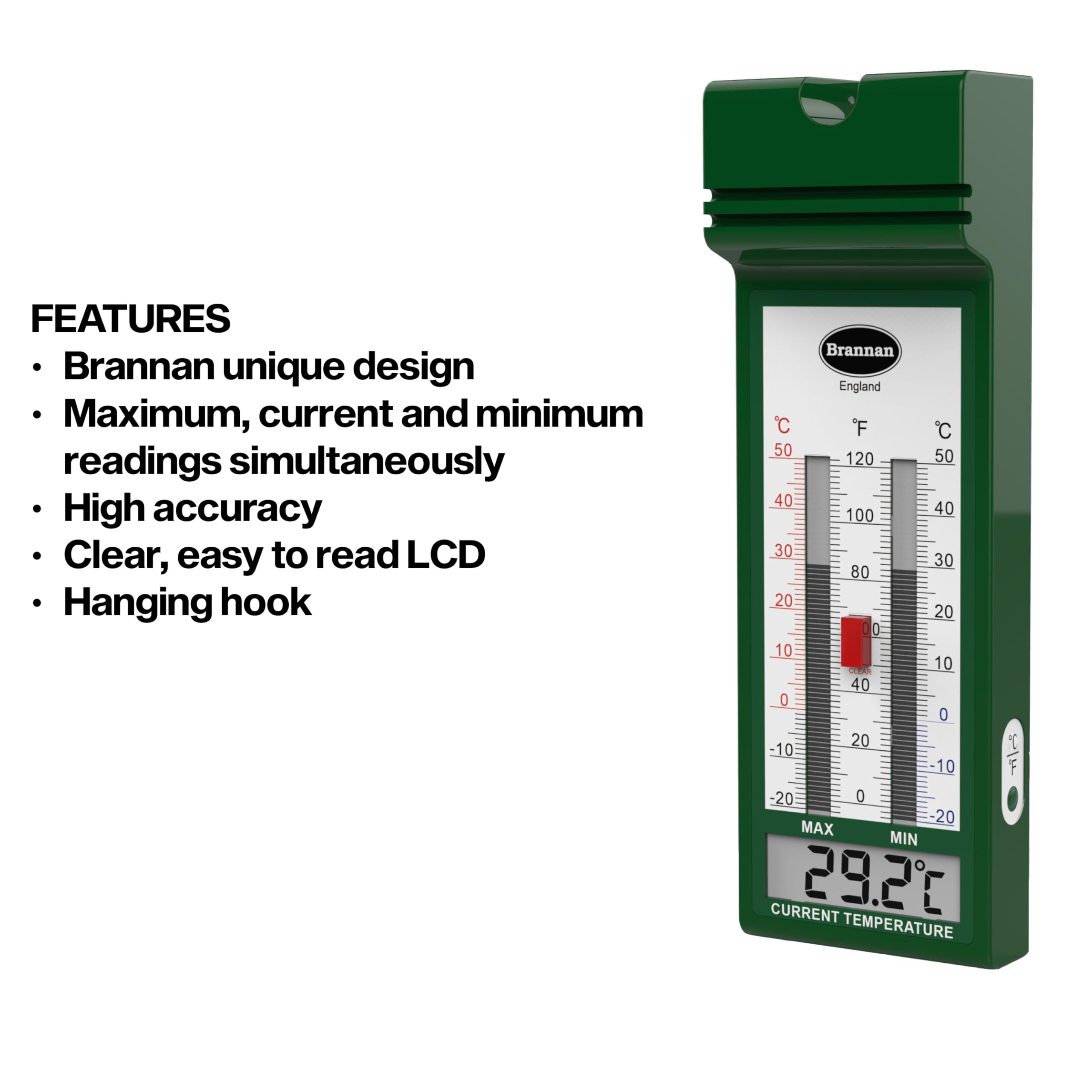 Brannan Digital Max Min Thermometer – Stylish Quickset Greenhouse Thermometer to Monitor Maximum and Minimum Temperatures in a Garden Greenhouse Indoor Room Home Growroom Easily Wall Mounted — view 3