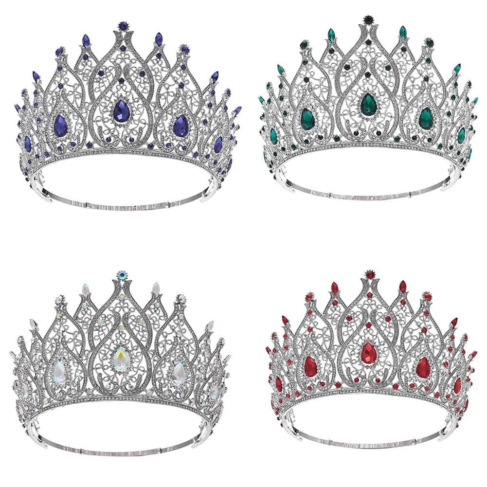 Kształt serca Korony Miss Universe Kryształowa duża okrągła korona i tiary Wesele Akcesoria do włosów (posrebrzane)