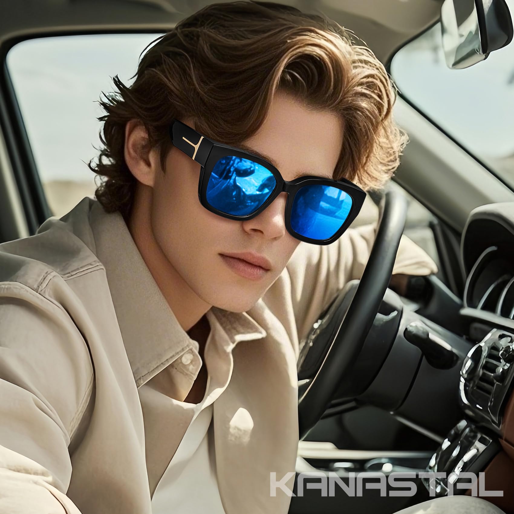 KANASTAL 2 Paia Sovraocchiali da Sole Due Uomo Donna Polarizzati UV400 Occhiali Quadrati Sovrapponibili Eleganti Sunglasses Fit over Glasses