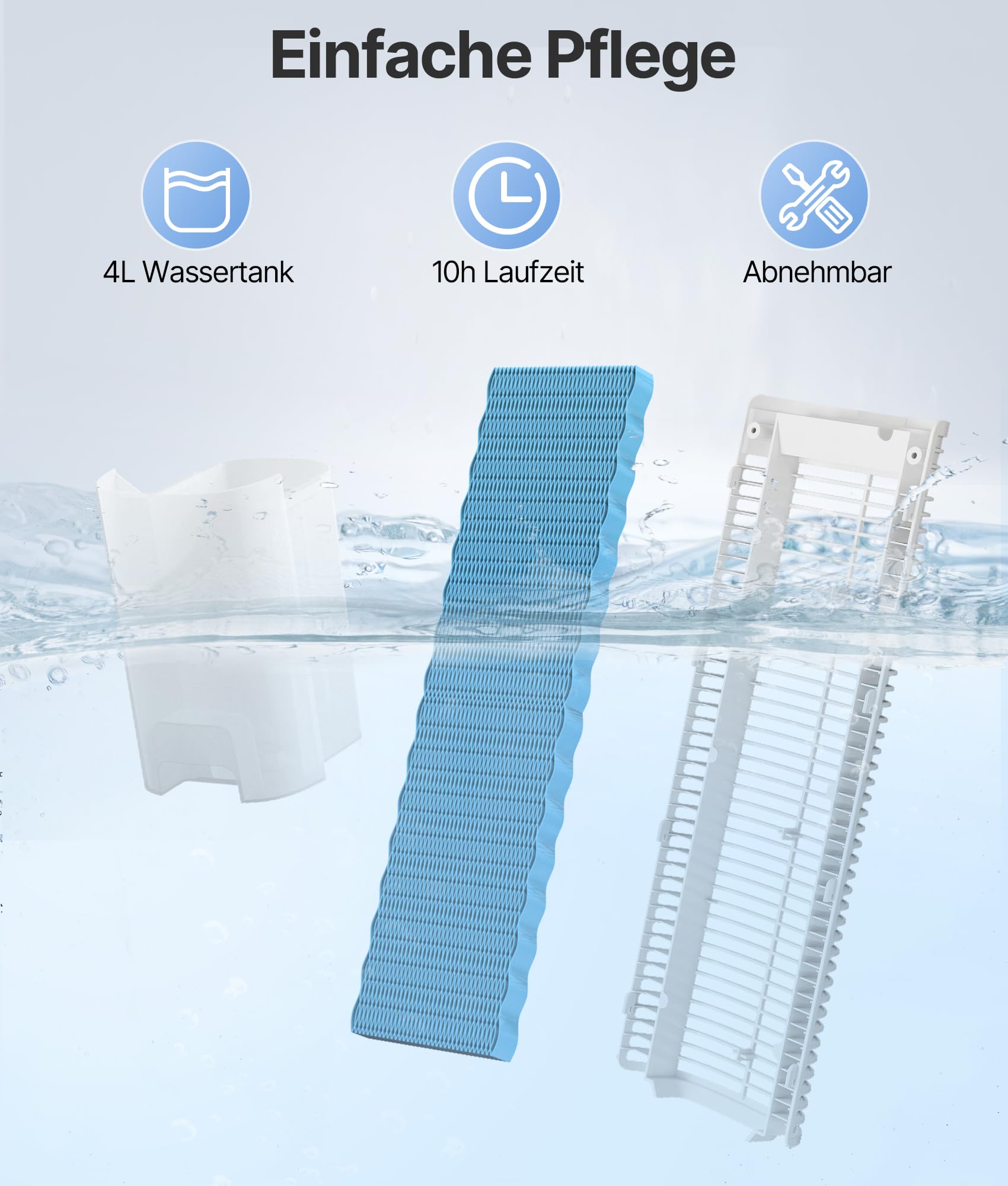 Turmventilator Luftkühler mit Wasserkühlung - Mobile Klimaanlage ohne Abluftschlauch, Ventilator mit Kühlung Leise, 3 Modi-12H Timer-Aroma- Fernbedienung, für Zimmer & Wohnung