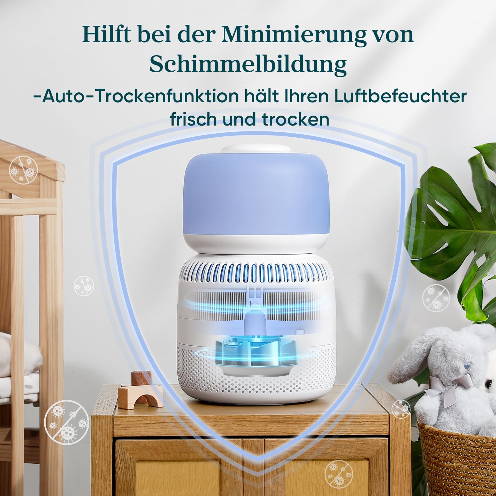 Levoit Smart Verdunstungsluftbefeuchter für Baby, Schlafzimmer, 3,8 L | Top-Fill Luftbefeuchter, Separater Sensor, Humidifier für Kinderzimmer, Blaulichtfreiem Nachtlicht, Auto Shut-off, Mattweiß
