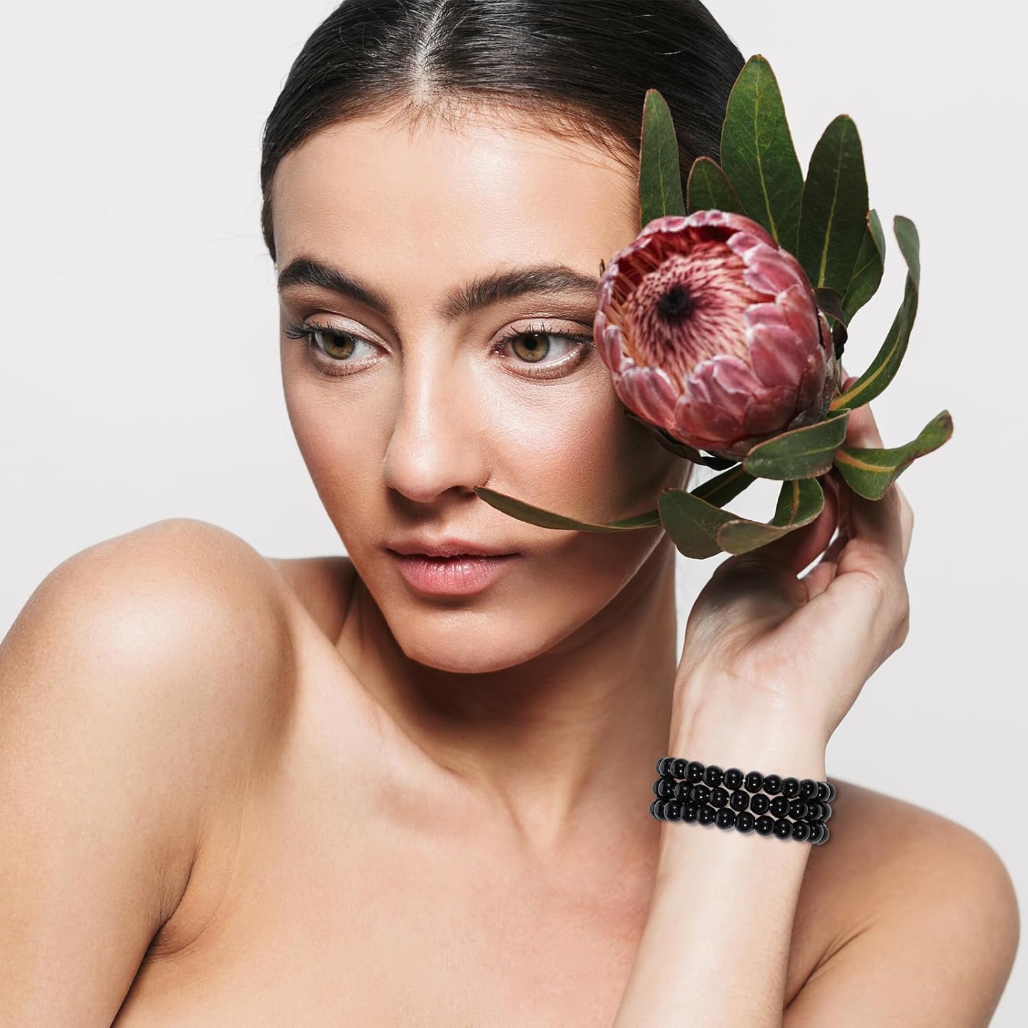 100Pcs Black Acrylic Beads for Jewelry Making, 8 mm Black Craft Beads with Holes, Pony Pearl Bead for Bracelets, Necklace - Image 3