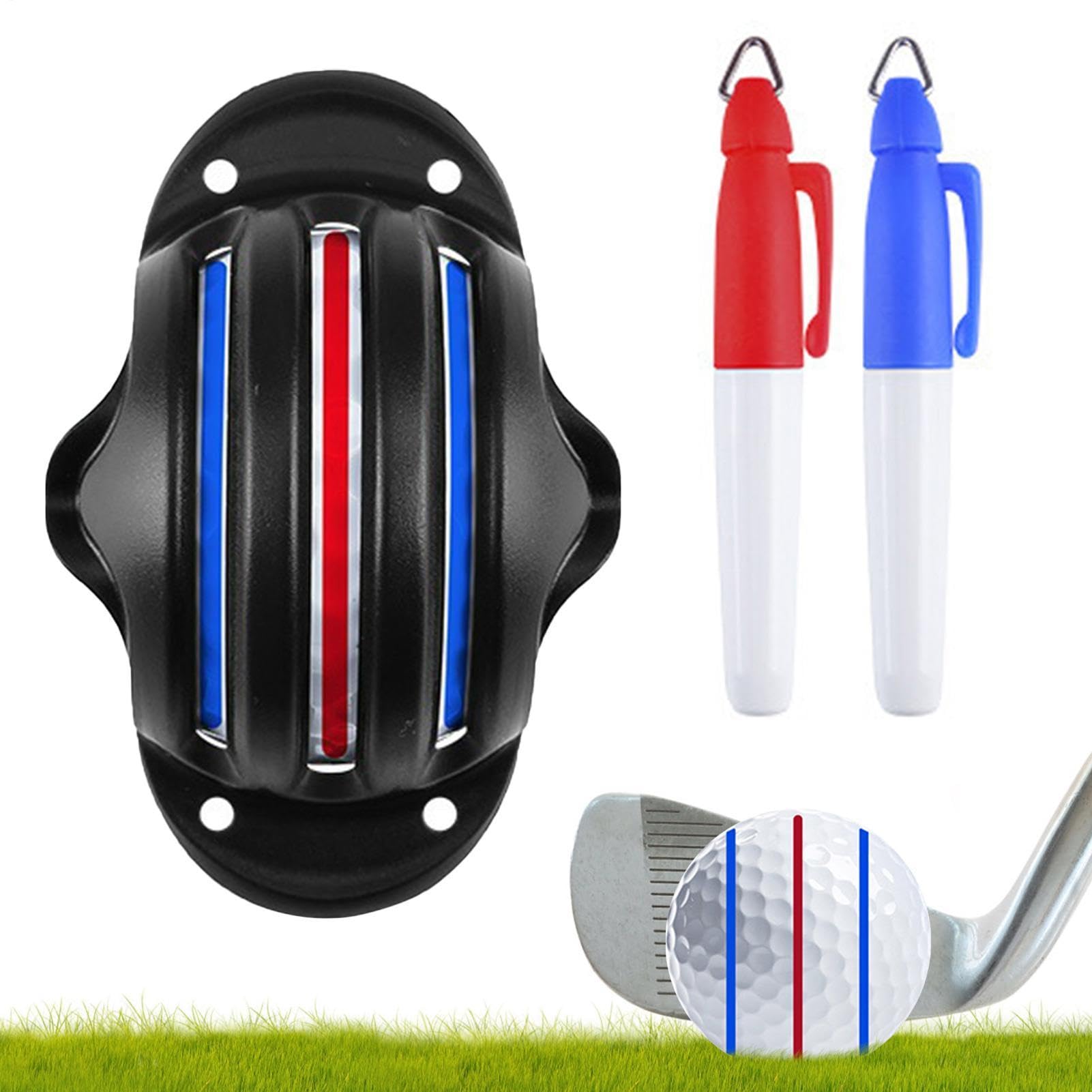 Pasbuteiy Golf Ball Line Drawing Marking Alignment Kits, Golf Ball Marker Liner Template Tool, Quick-Drying Waterproof Golfs Lines Marker Tool With 2 Pens For Golfs Enthusiasms Friends