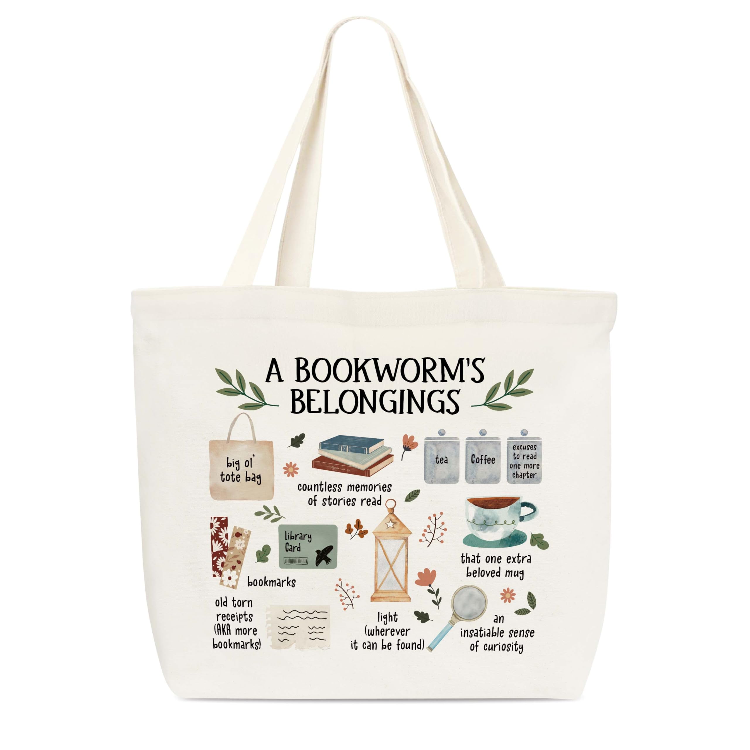 Canvas Tote Bag, Library Shoulder Bag For Reader Bookish Women Friend Bookworm