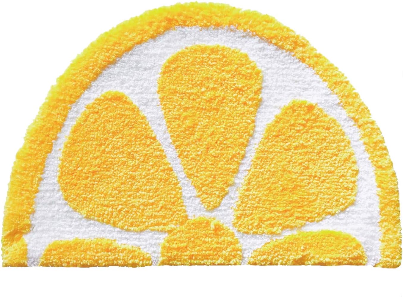 Baby Playtime Cozy Lemon Cute Fruits Half Round Shaped Bedroom Bathroom Doorway Kitchen Floor Rug Carpet Water Absorption Non-Slip mat for Kid's Room (Yellow, 40x60CM)