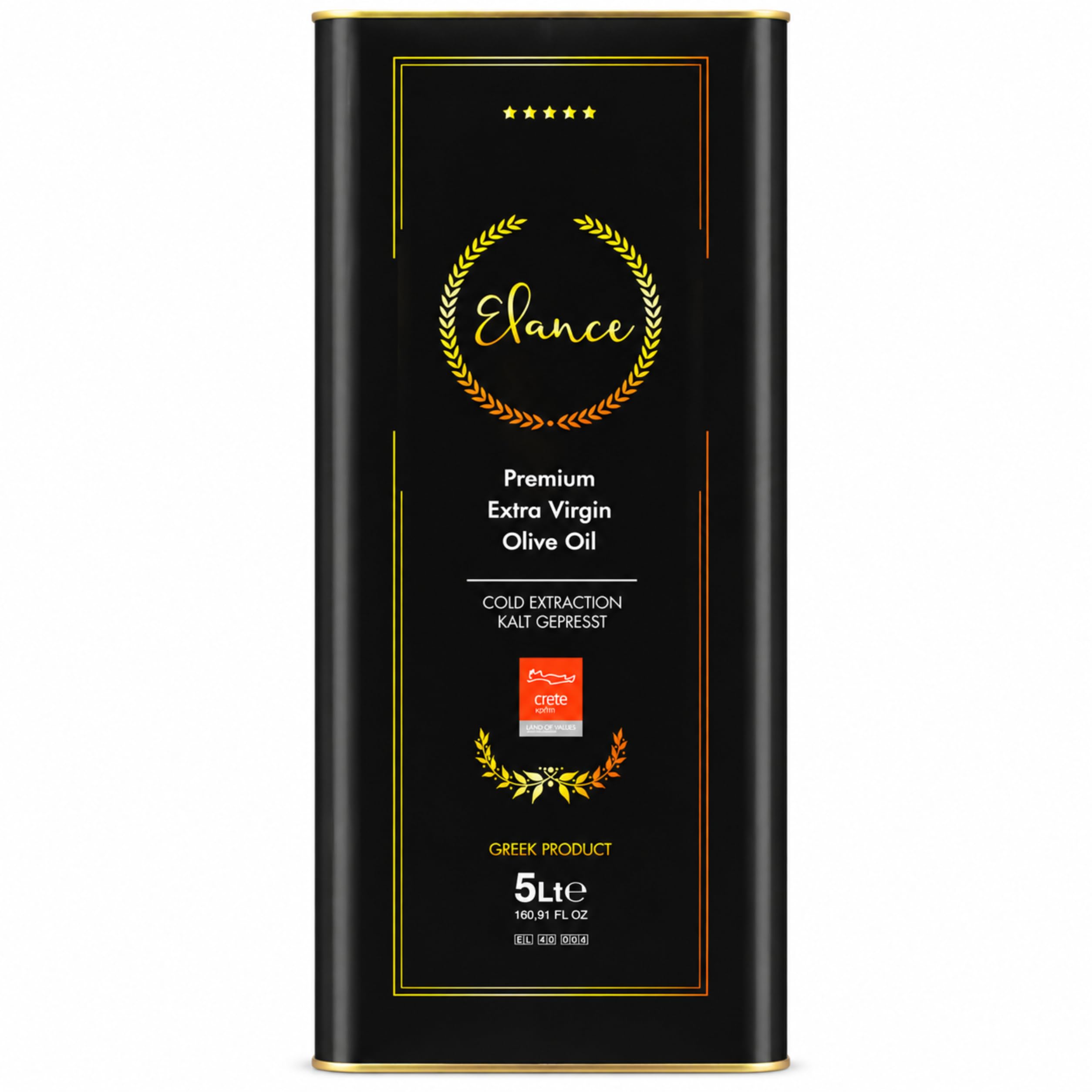 Elance Olivenöl 5 Liter Extra Nativ Premium - Neue Ernte - Direkt aus Kreta, Griechenland - Erste-Güteklasse - 100% Handverlesen | Kalt extrahiert