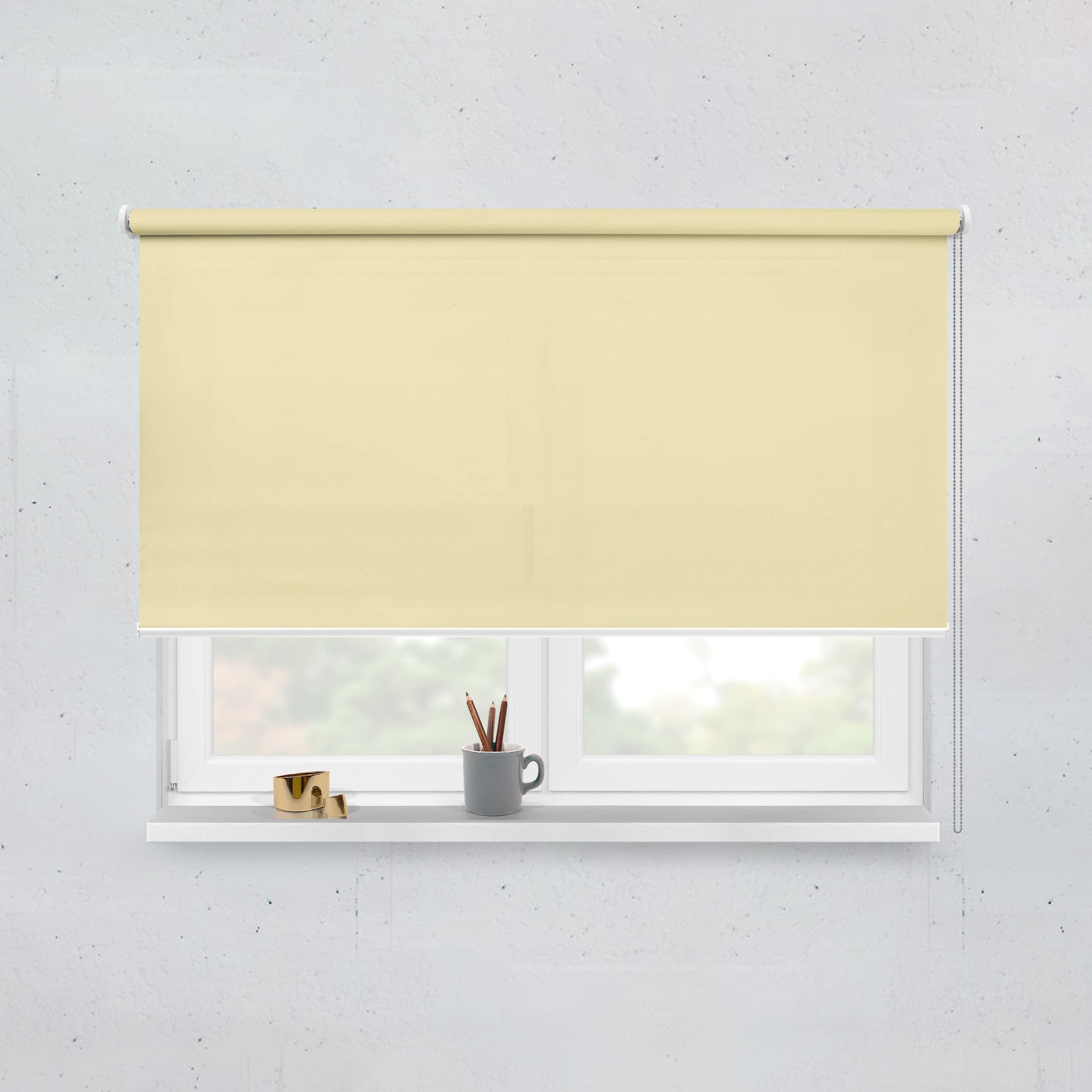 Tropik Home Premium Blackout Cream Roller Blinds in Cassette, 19 width Sizes, 200cm Drop (130cm Wide (51.2"))