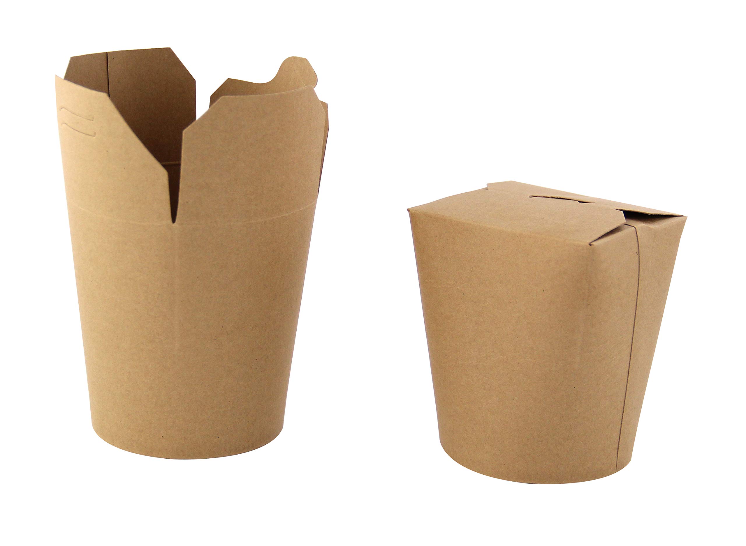 PacknWood 210ASWOK16 - Round Kraft To-Go Container with Fold and Close Lid - Brown Take Out Boxes - Kraft to Go Boxes - Grease-Resistant and Microwavable - (16 oz. Capacity) - (Case of 500)